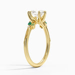 Camellia Milgrain Green Gemstone and Diamond Ring Yellow Gold 18k Pear Engagement Ring