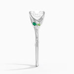 Camellia Milgrain Green Gemstone and Diamond Ring Platinum Radiant Engagement Ring