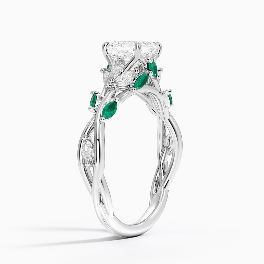 Secret Garden Lab Emerald and Diamond Ring (1/4 ct. tw.) Platinum Asscher Engagement Ring