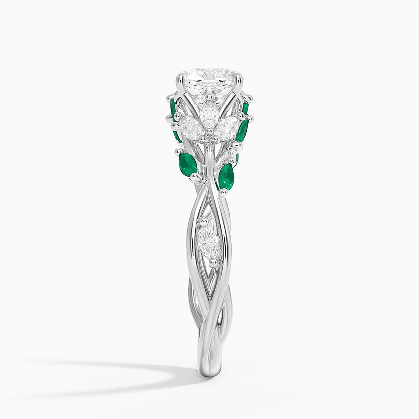 Secret Garden Lab Emerald and Diamond Ring (1/4 ct. tw.) Platinum Cushion Engagement Ring