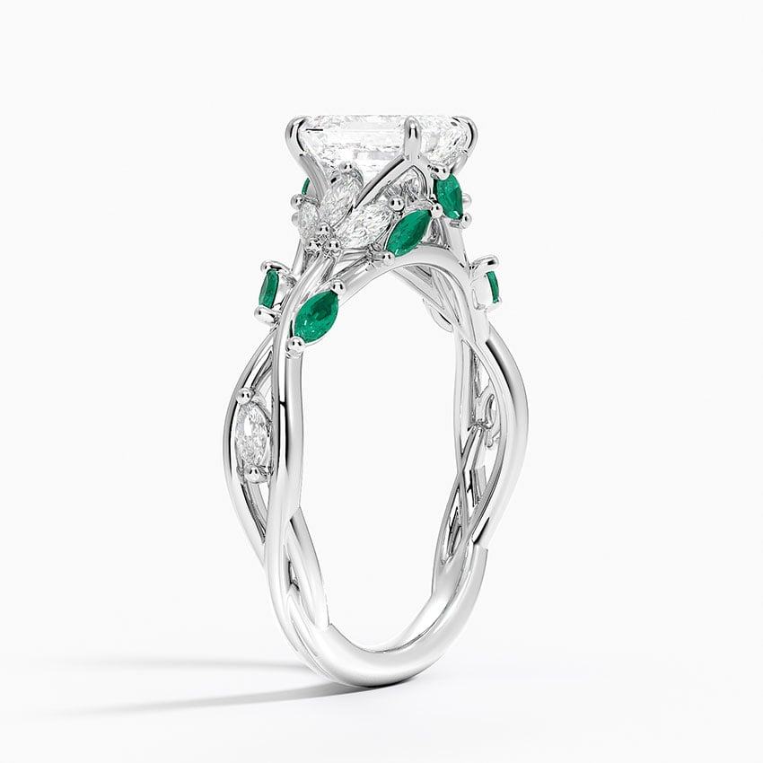 Secret Garden Lab Emerald and Diamond Ring (1/4 ct. tw.) Platinum Emerald Engagement Ring