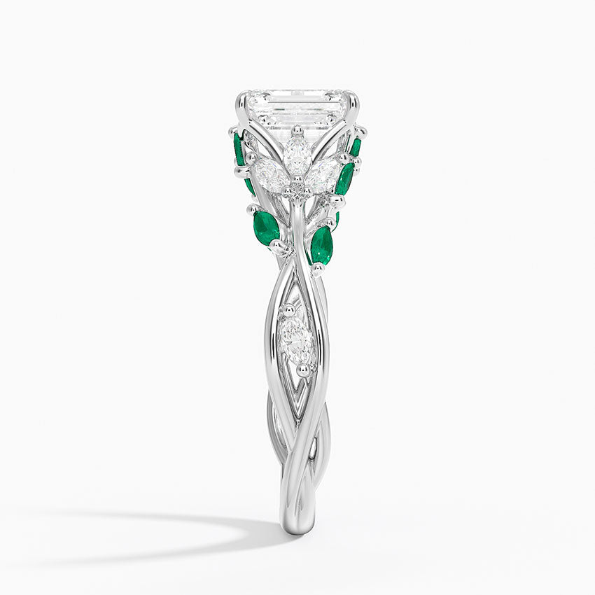 Secret Garden Lab Emerald and Diamond Ring (1/4 ct. tw.) Platinum Emerald Engagement Ring