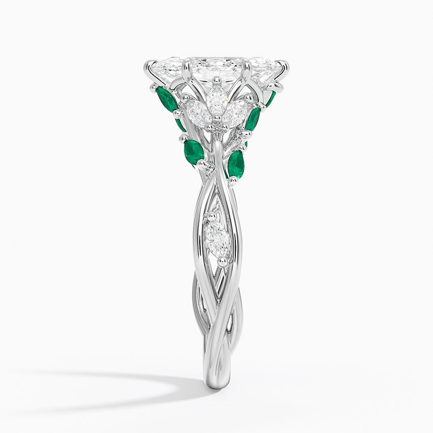 Secret Garden Lab Emerald and Diamond Ring (1/4 ct. tw.) Platinum Marquise Engagement Ring
