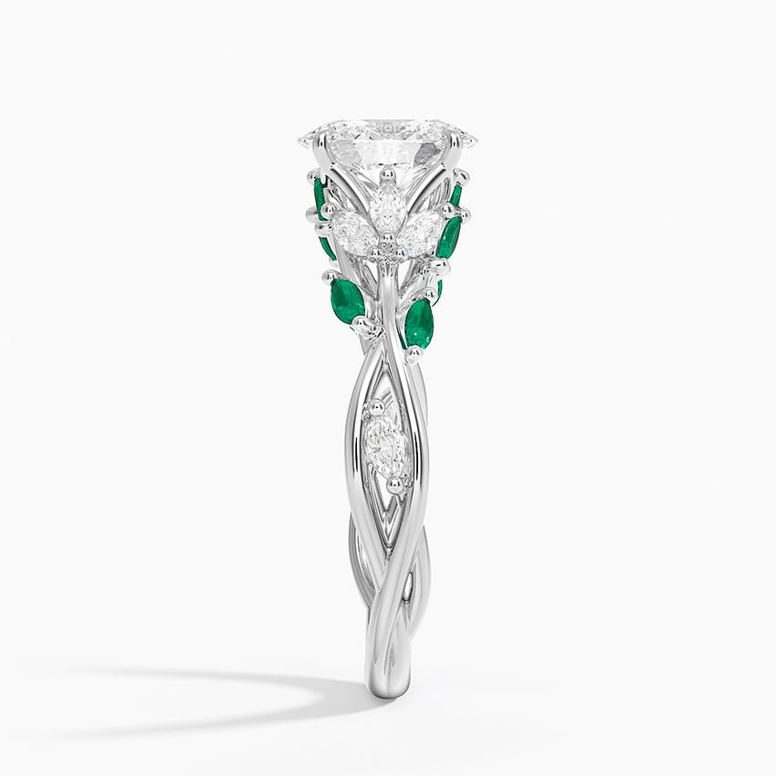 Secret Garden Lab Emerald and Diamond Ring (1/4 ct. tw.) Platinum Oval Engagement Ring