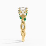 Secret Garden Lab Emerald and Diamond Ring (1/4 ct. tw.) Yellow Gold 18k Oval Engagement Ring