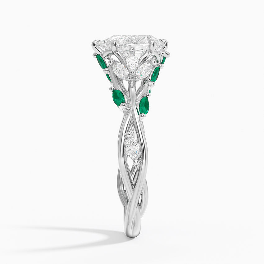 Secret Garden Lab Emerald and Diamond Ring (1/4 ct. tw.) Platinum Pear Engagement Ring