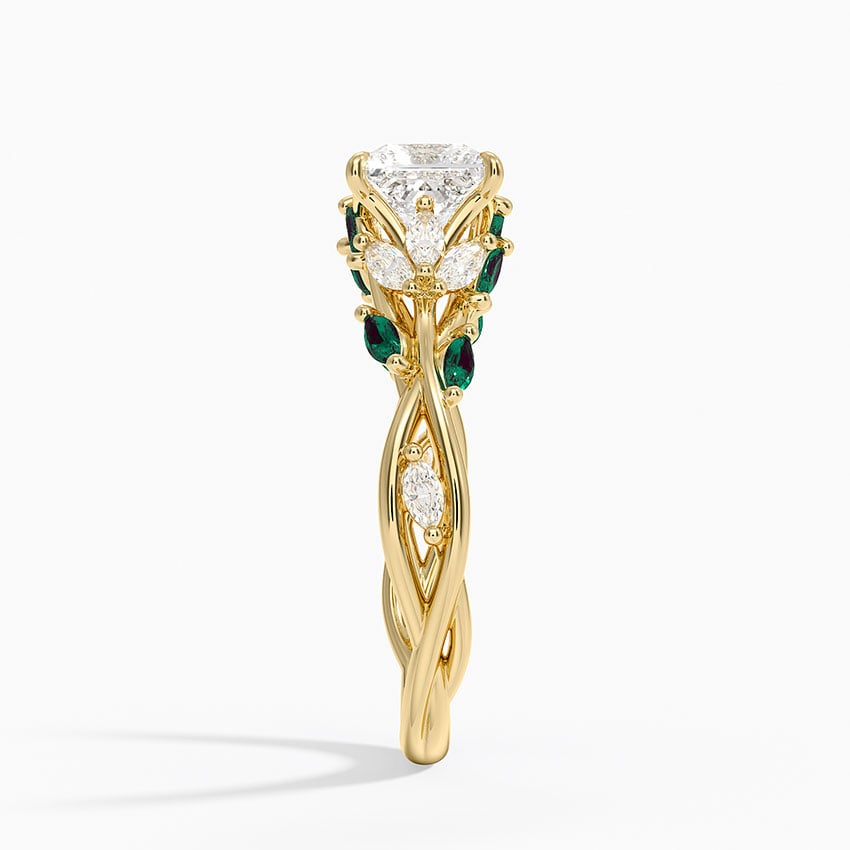 Secret Garden Lab Emerald and Diamond Ring (1/4 ct. tw.) Yellow Gold 18k Princess Engagement Ring