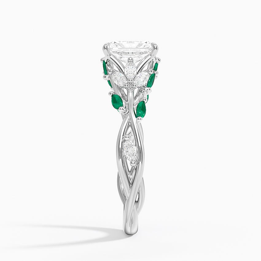 Secret Garden Lab Emerald and Diamond Ring (1/4 ct. tw.) Platinum Radiant Engagement Ring