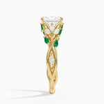 Secret Garden Lab Emerald and Diamond Ring (1/4 ct. tw.) Yellow Gold 18k Radiant Engagement Ring