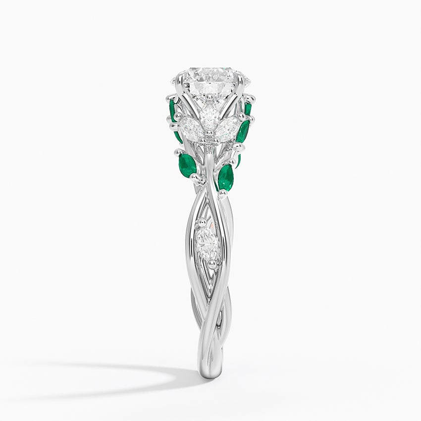 Secret Garden Lab Emerald and Diamond Ring (1/4 ct. tw.) Platinum Round Engagement Ring