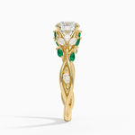 Secret Garden Lab Emerald and Diamond Ring (1/4 ct. tw.) Yellow Gold 18k Round Engagement Ring
