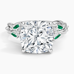 Secret Garden Lab Emerald and Diamond Ring (1/4 ct. tw.) Platinum Cushion Engagement Ring