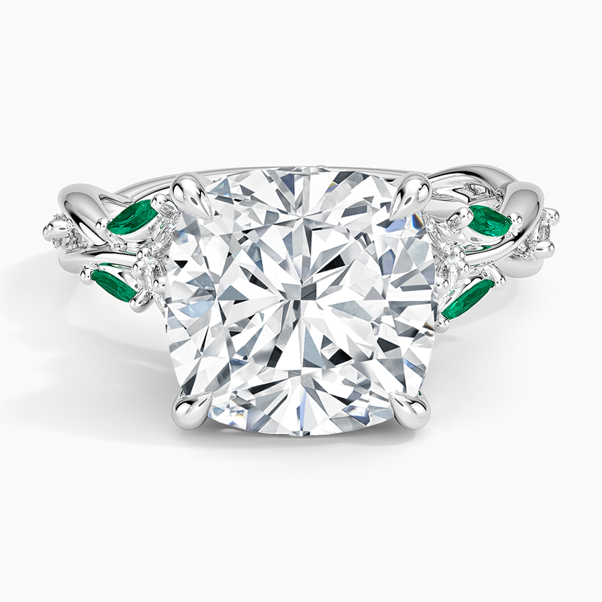 Secret Garden Lab Emerald and Diamond Ring (1/4 ct. tw.) Platinum Cushion Engagement Ring
