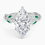 Secret Garden Lab Emerald and Diamond Ring (1/4 ct. tw.) Platinum Marquise Engagement Ring