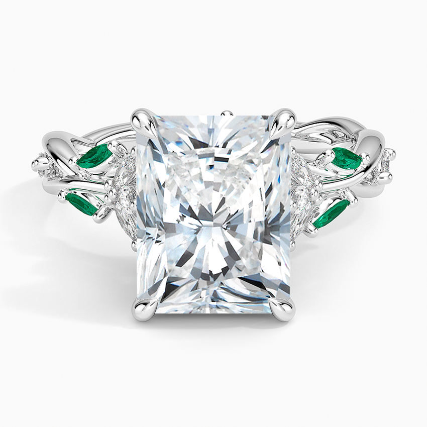 Secret Garden Lab Emerald and Diamond Ring (1/4 ct. tw.) Platinum Radiant Engagement Ring