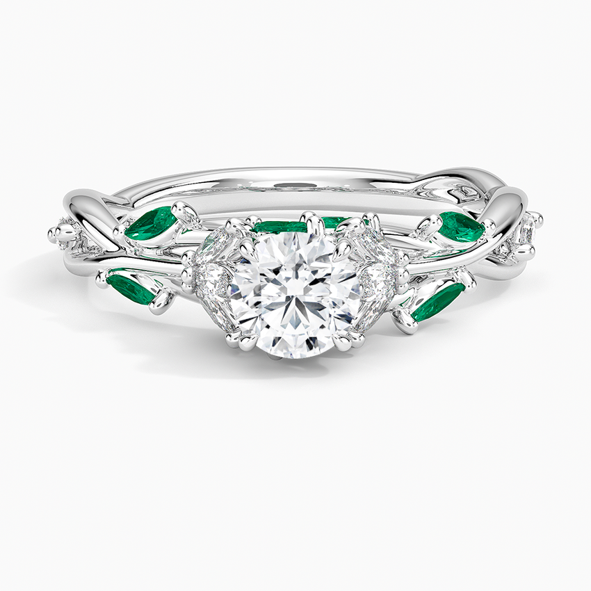 Secret Garden Lab Emerald and Diamond Ring (1/4 ct. tw.) Platinum Round Engagement Ring