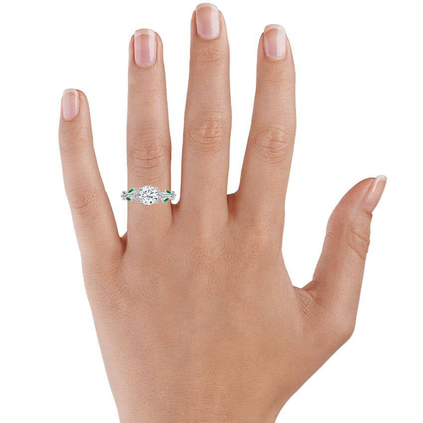 Secret Garden Lab Emerald and Diamond Ring (1/4 ct. tw.) Platinum Engagement Ring