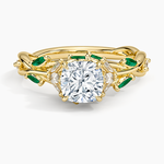 Secret Garden Lab Emerald and Diamond Ring (1/4 ct. tw.) Yellow Gold 18k Cushion Engagement Ring