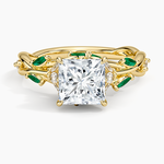 Secret Garden Lab Emerald and Diamond Ring (1/4 ct. tw.) Yellow Gold 18k Princess Engagement Ring