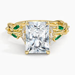 Secret Garden Lab Emerald and Diamond Ring (1/4 ct. tw.) Yellow Gold 18k Radiant Engagement Ring
