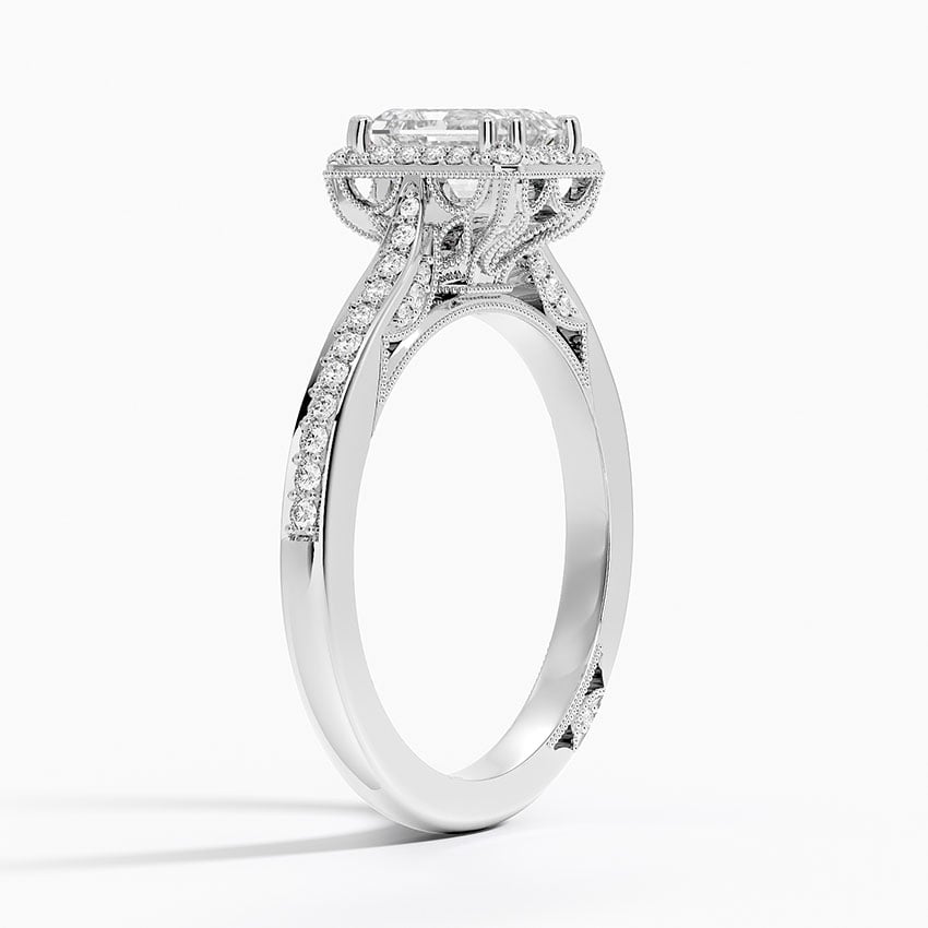 Tacori Dantela Bloom Diamond Ring Platinum Emerald Engagement Ring