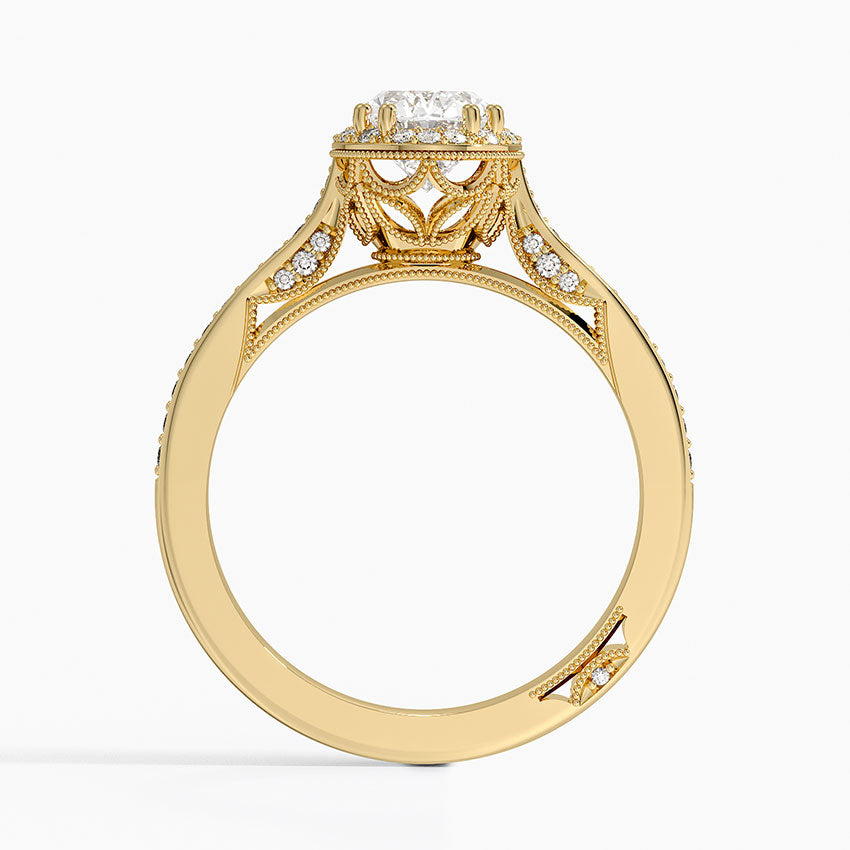 Tacori Dantela Bloom Diamond Ring Yellow Gold 18k Oval Engagement Ring