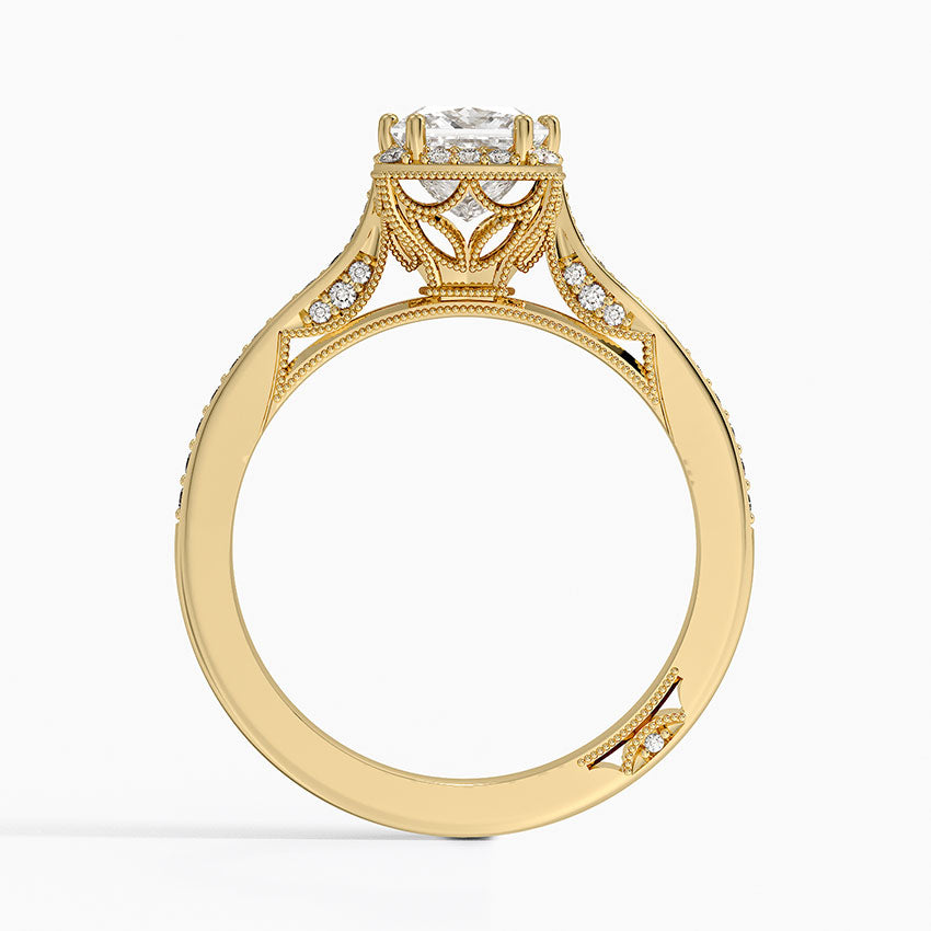Tacori Dantela Bloom Diamond Ring Yellow Gold 18k Princess Engagement Ring
