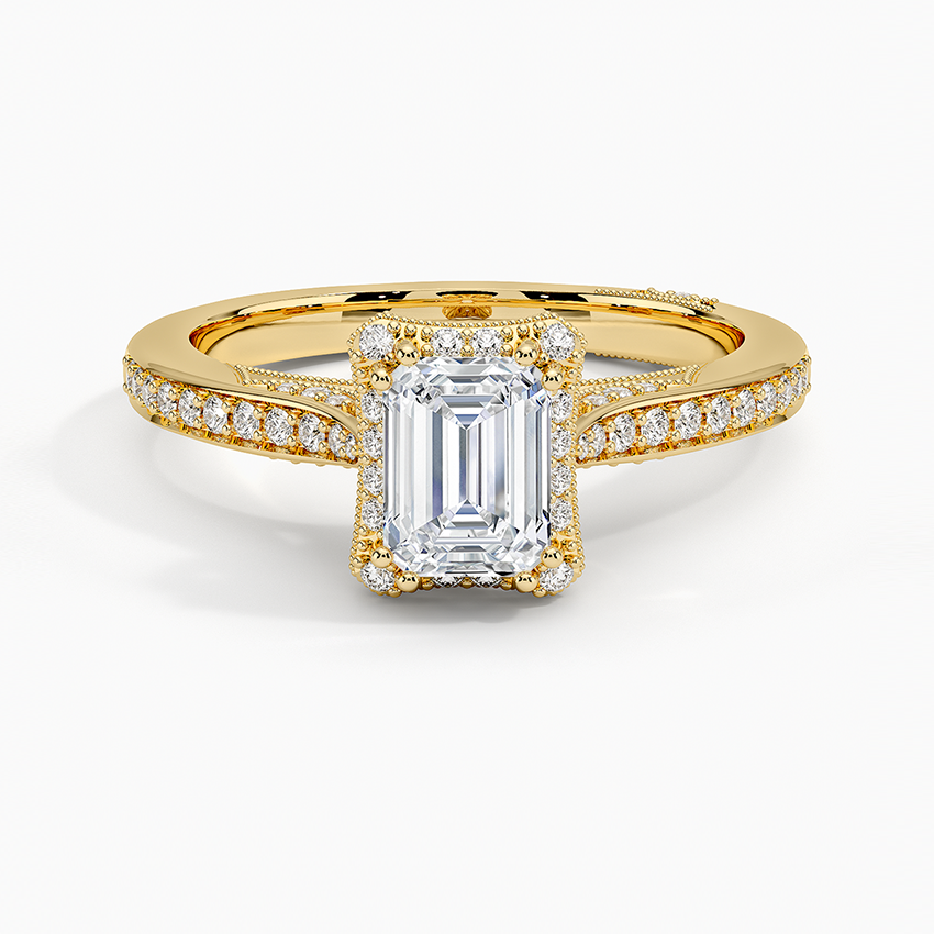 Tacori Dantela Bloom Diamond Ring Yellow Gold 18k Emerald Engagement Ring
