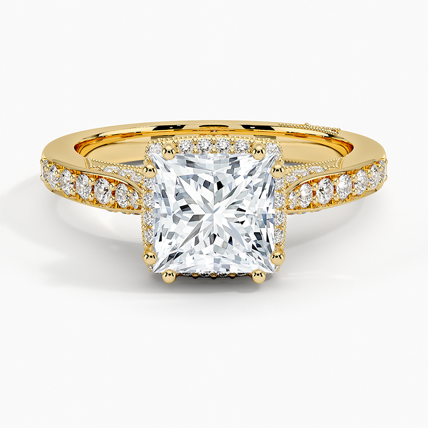 Tacori Dantela Bloom Diamond Ring Yellow Gold 18k Princess Engagement Ring