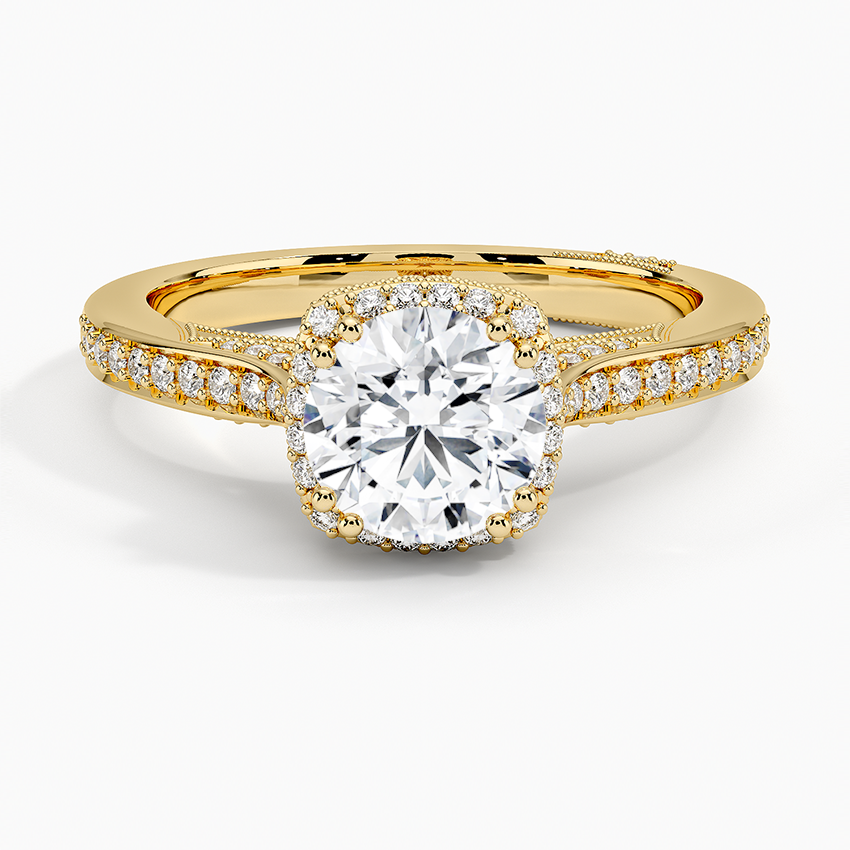 Tacori Dantela Bloom Diamond Ring Yellow Gold 18k Round Engagement Ring