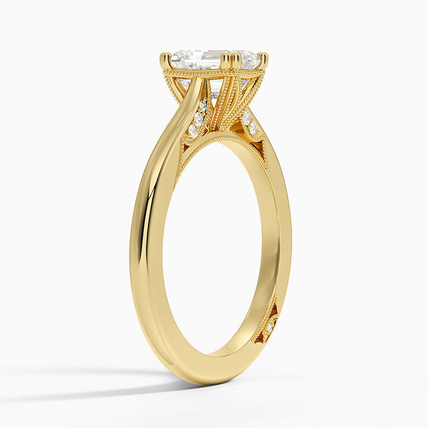 Simply Tacori Crown Diamond Ring Yellow Gold 18k Emerald Engagement Ring
