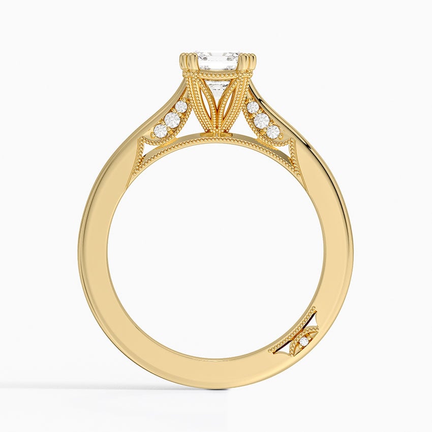 Simply Tacori Crown Diamond Ring Yellow Gold 18k Emerald Engagement Ring