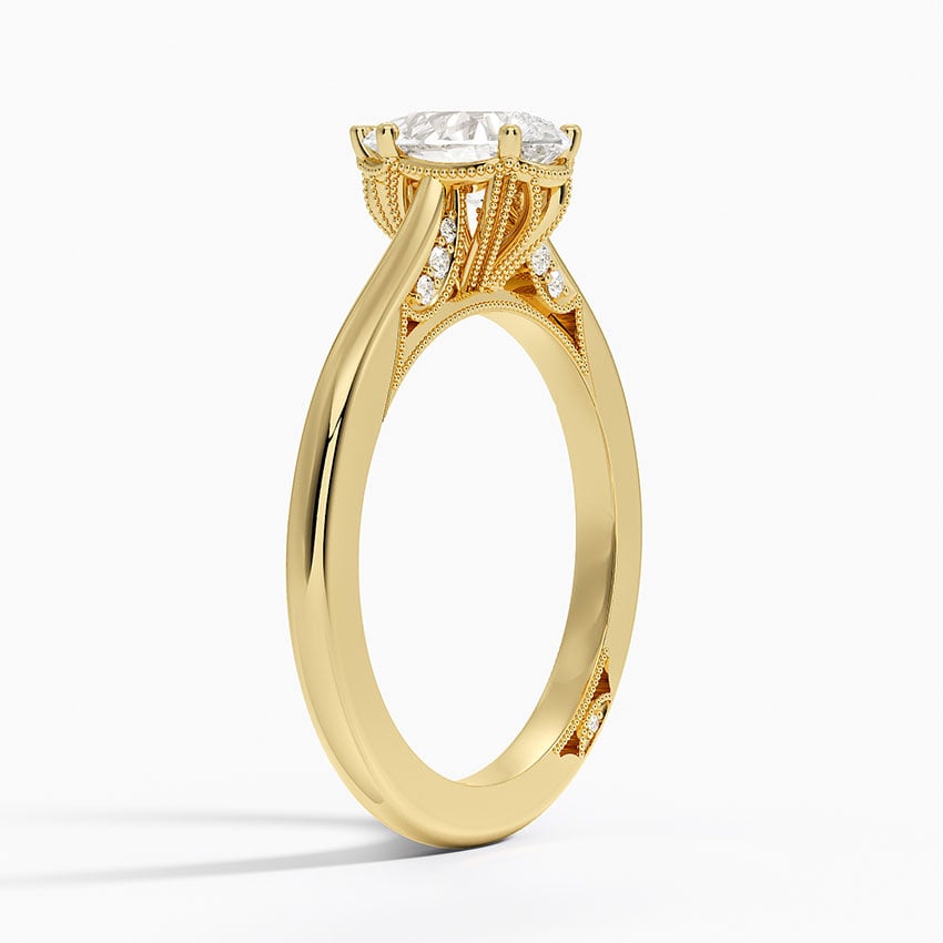 Simply Tacori Crown Diamond Ring Yellow Gold 18k Pear Engagement Ring