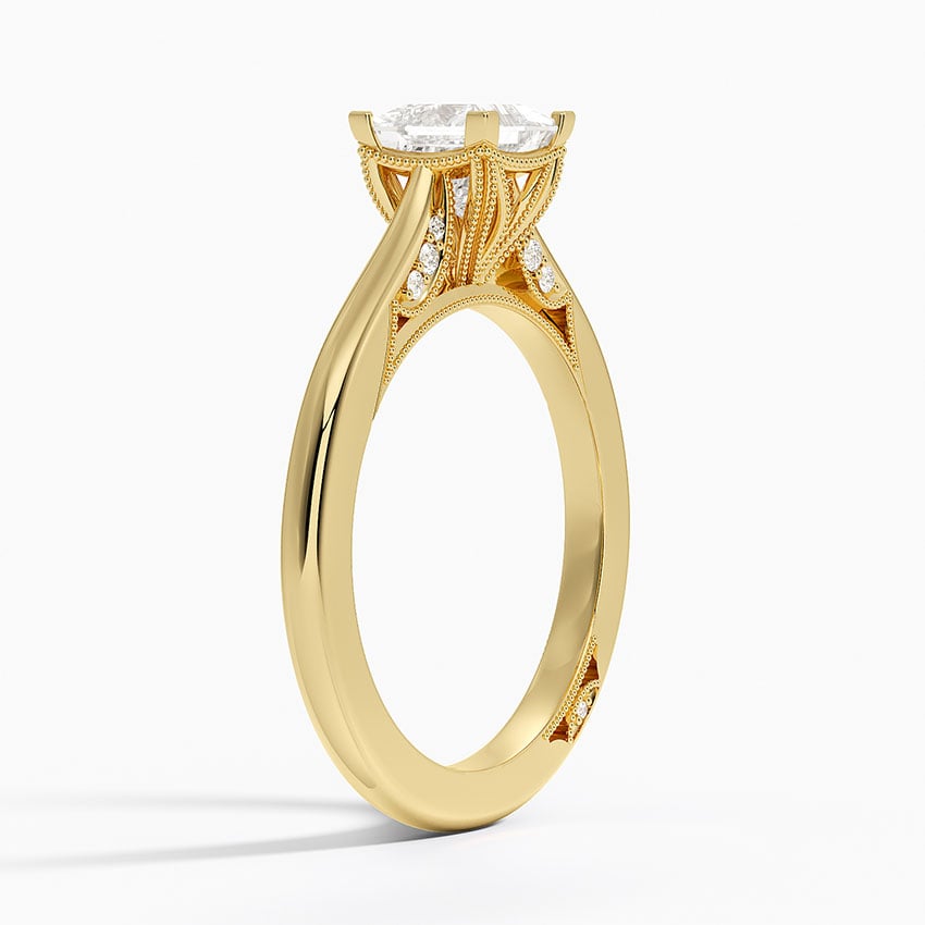 Simply Tacori Crown Diamond Ring Yellow Gold 18k Princess Engagement Ring