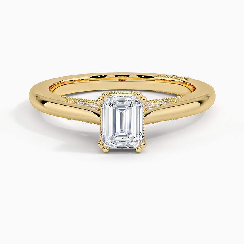 Simply Tacori Crown Diamond Ring Yellow Gold 18k Emerald Engagement Ring