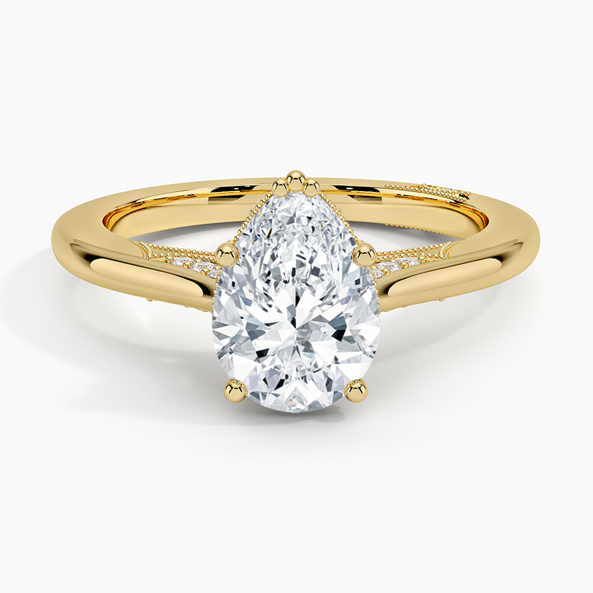 Simply Tacori Crown Diamond Ring Yellow Gold 18k Pear Engagement Ring