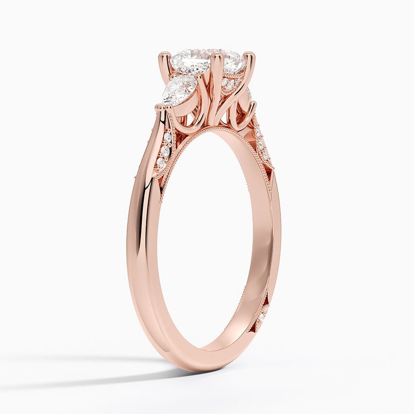 Simply Tacori Three Stone Diamond Ring (1/3 ct. tw.) Rose Gold 18k Cushion Engagement Ring