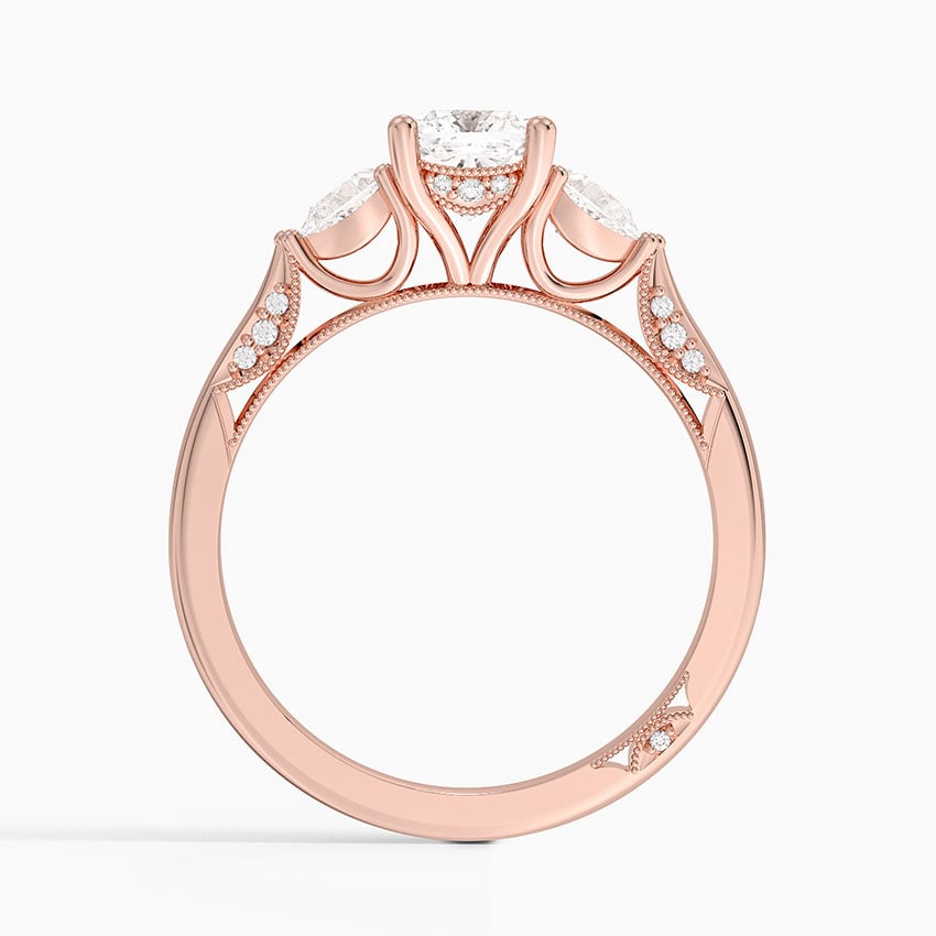 Simply Tacori Three Stone Diamond Ring (1/3 ct. tw.) Rose Gold 18k Cushion Engagement Ring