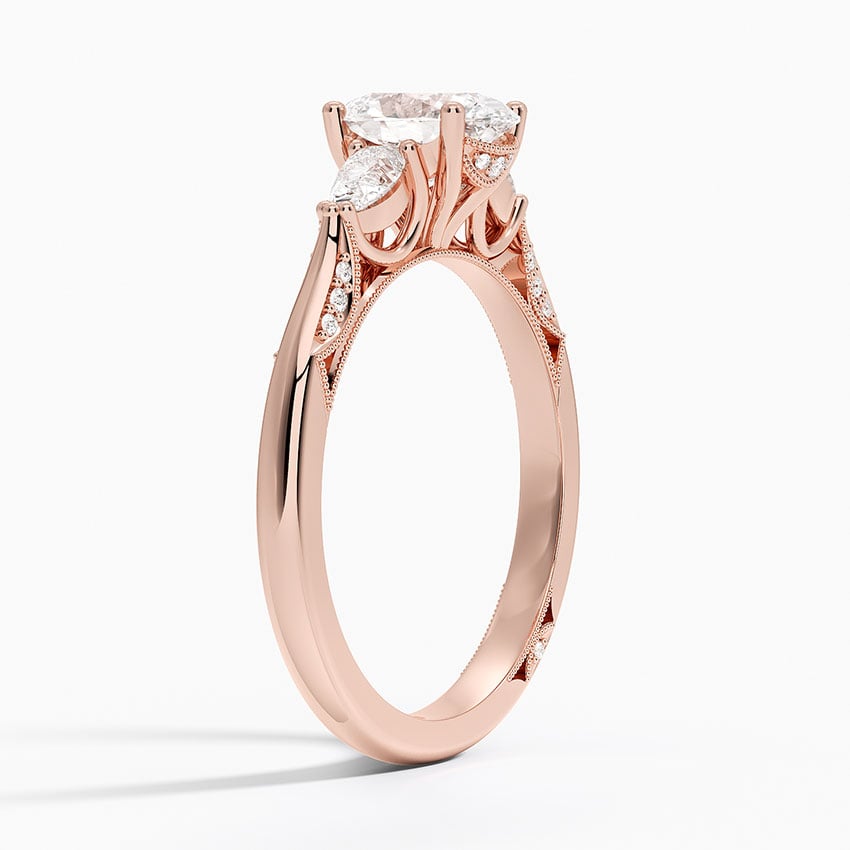 Simply Tacori Three Stone Diamond Ring (1/3 ct. tw.) Rose Gold 18k Oval Engagement Ring