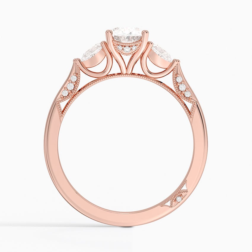 Simply Tacori Three Stone Diamond Ring (1/3 ct. tw.) Rose Gold 18k Oval Engagement Ring