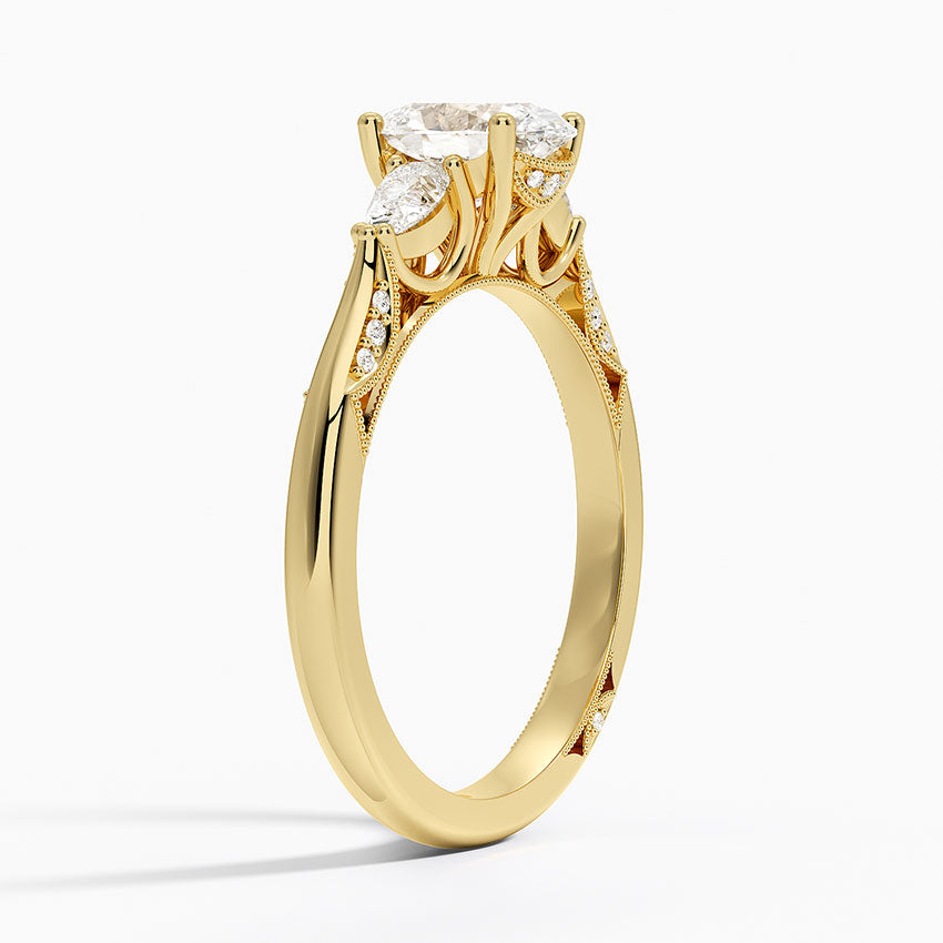 Simply Tacori Three Stone Diamond Ring (1/3 ct. tw.) Yellow Gold 18k Oval Engagement Ring