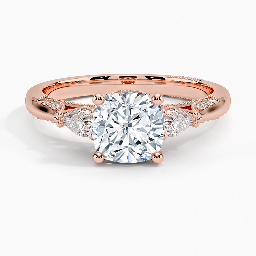 Simply Tacori Three Stone Diamond Ring (1/3 ct. tw.) Rose Gold 18k Cushion Engagement Ring