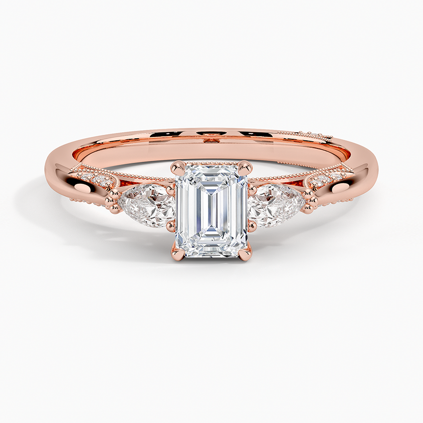 Simply Tacori Three Stone Diamond Ring (1/3 ct. tw.) Rose Gold 18k Emerald Engagement Ring