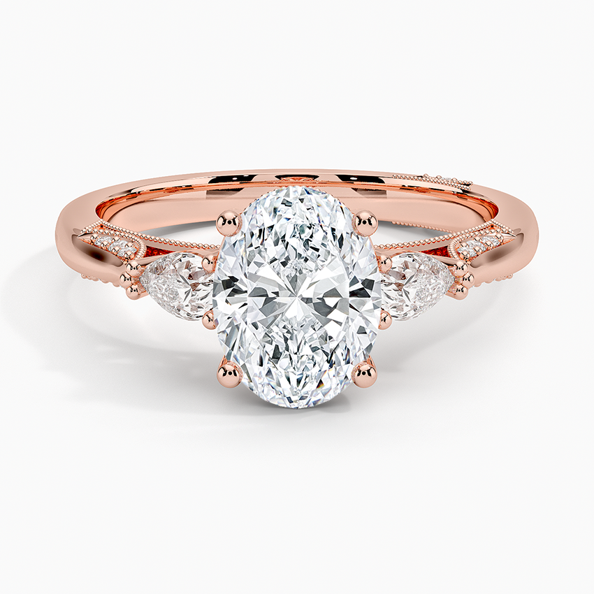 Simply Tacori Three Stone Diamond Ring (1/3 ct. tw.) Rose Gold 18k Oval Engagement Ring