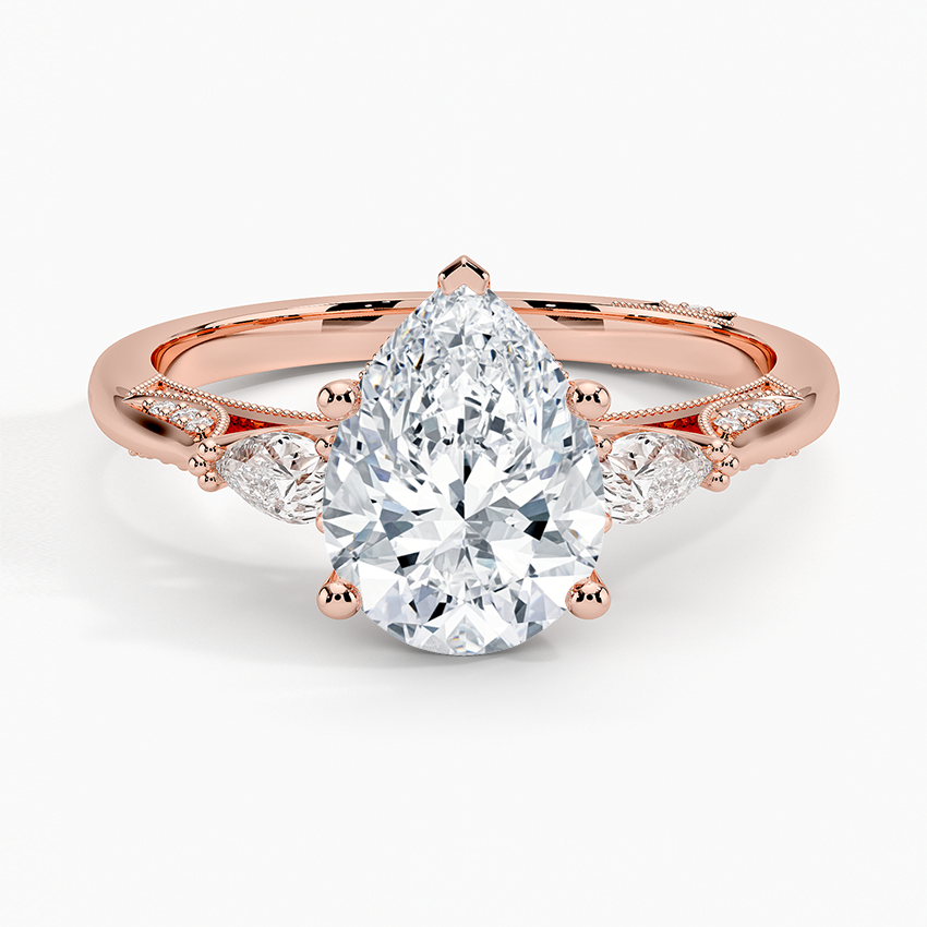 Simply Tacori Three Stone Diamond Ring (1/3 ct. tw.) Rose Gold 18k Pear Engagement Ring