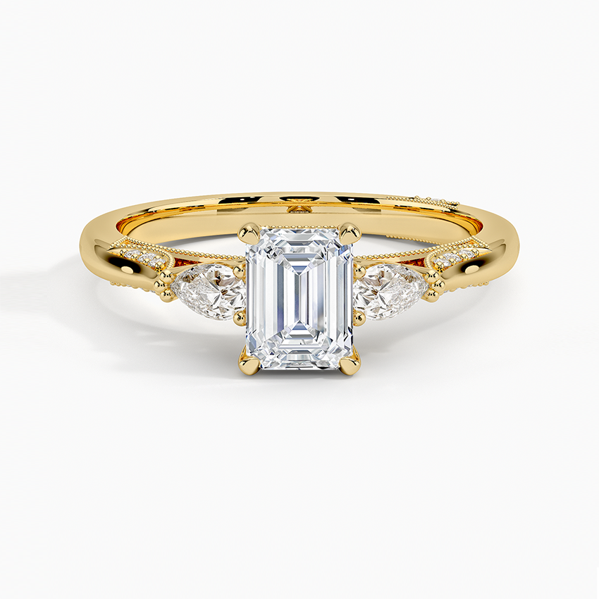 Simply Tacori Three Stone Diamond Ring (1/3 ct. tw.) Yellow Gold 18k Emerald Engagement Ring