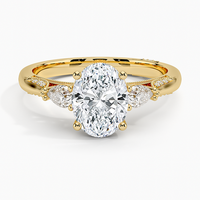 Simply Tacori Three Stone Diamond Ring (1/3 ct. tw.) Yellow Gold 18k Oval Engagement Ring