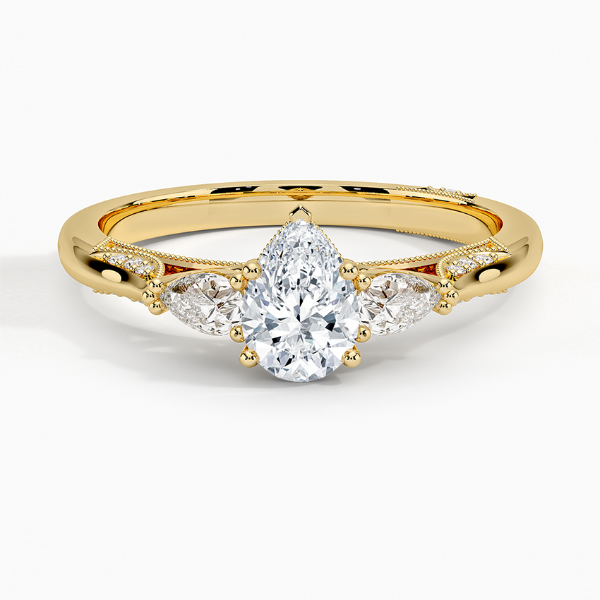 Simply Tacori Three Stone Diamond Ring (1/3 ct. tw.) Yellow Gold 18k Pear Engagement Ring