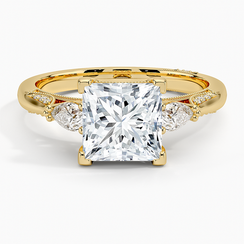 Simply Tacori Three Stone Diamond Ring (1/3 ct. tw.) Yellow Gold 18k Princess Engagement Ring