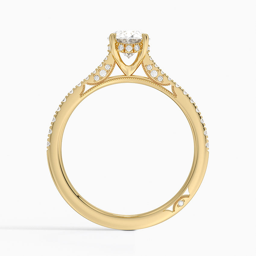 Simply Tacori Cathedral Diamond Ring (1/4 ct. tw.) Yellow Gold 18k Oval Engagement Ring